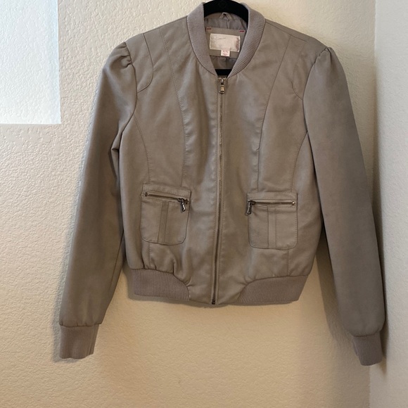 Xhilaration Jackets & Coats Grey Faux Leather Bomber Jacket Poshmark